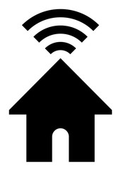 Home wifi symbol icon - black simple, isolated - vector