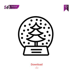 Outline snow-globe icon isolated on white background. Popular icons for 2019 year. holiday-compilation. Graphic design, mobile application, logo, user interface. EPS 10 format vector