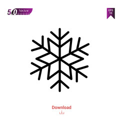 Outline snowflake  icon isolated on white background. Popular icons for 2019 year. holiday-compilation. Graphic design, mobile application, logo, user interface. EPS 10 format vector