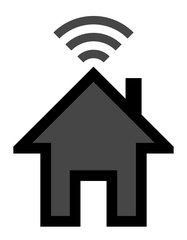 Home wifi symbol icon - black with outline, isolated - vector