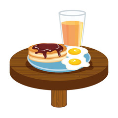 delicious breakfast in wooden table