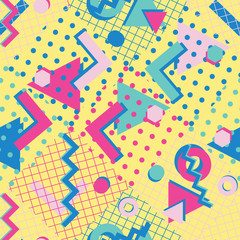 Colorful abstract 80s style seamless pattern