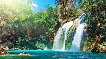 Waterfall, Chiflon Cascades, Chiapas, Mexico