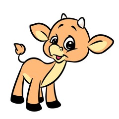 Little calf smile good character coloring page cartoon illustration isolated image