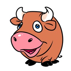 Bull cheerful character cartoon illustration isolated image