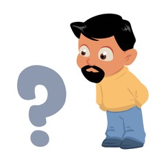 Man character problem question cartoon illustration 