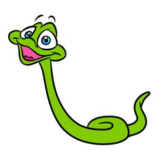 Fototapeta premium Green little snake cartoon illustration isolated image 