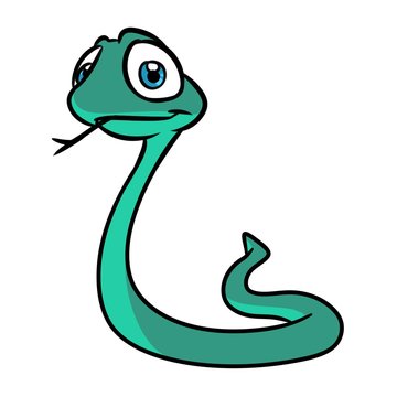 Green little snake cartoon illustration isolated image 