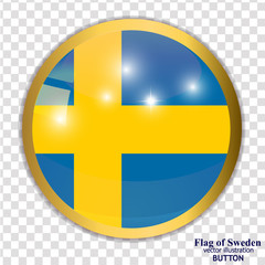 Set of buttons with flag of Sweden. Illustration.