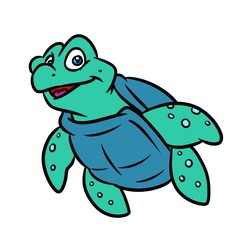 Turtle sea animal character cartoon illustration