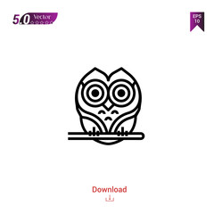 Outline owl icon isolated on white background. Popular icons for 2019 year. holiday-compilation. Graphic design, mobile application, logo, user interface. EPS 10 format vector
