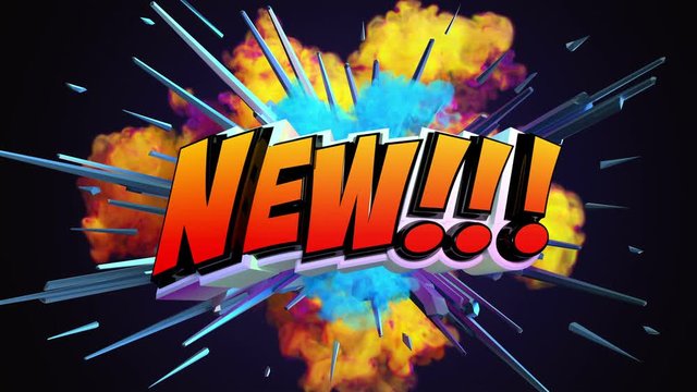 Comic explosion style animation of cartoon text