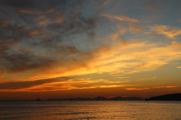 Beautiful view of the Andaman Sea at sunset. Thailand.