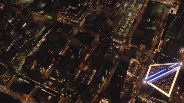 Aerial view of Midtown Manhattan at night 4K