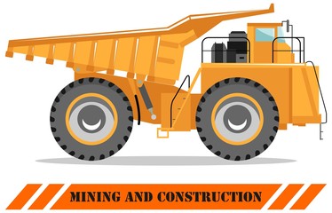 Off-highway truck. Heavy mining machine and construction equipment. Vector illustration.