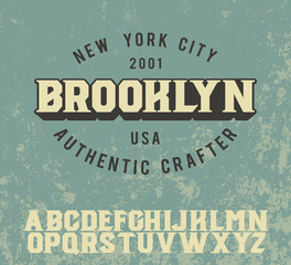 Brooklyn. Original serif font. Classic print. Retro badge. Vintage American style.