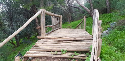 Old Wooden Bridge on Filopappou Hill Athens	