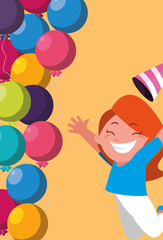 cute happy girl with birthday balloons helium