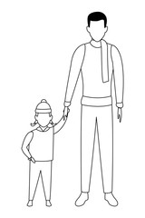 Fototapeta premium man holding hand with child black and white
