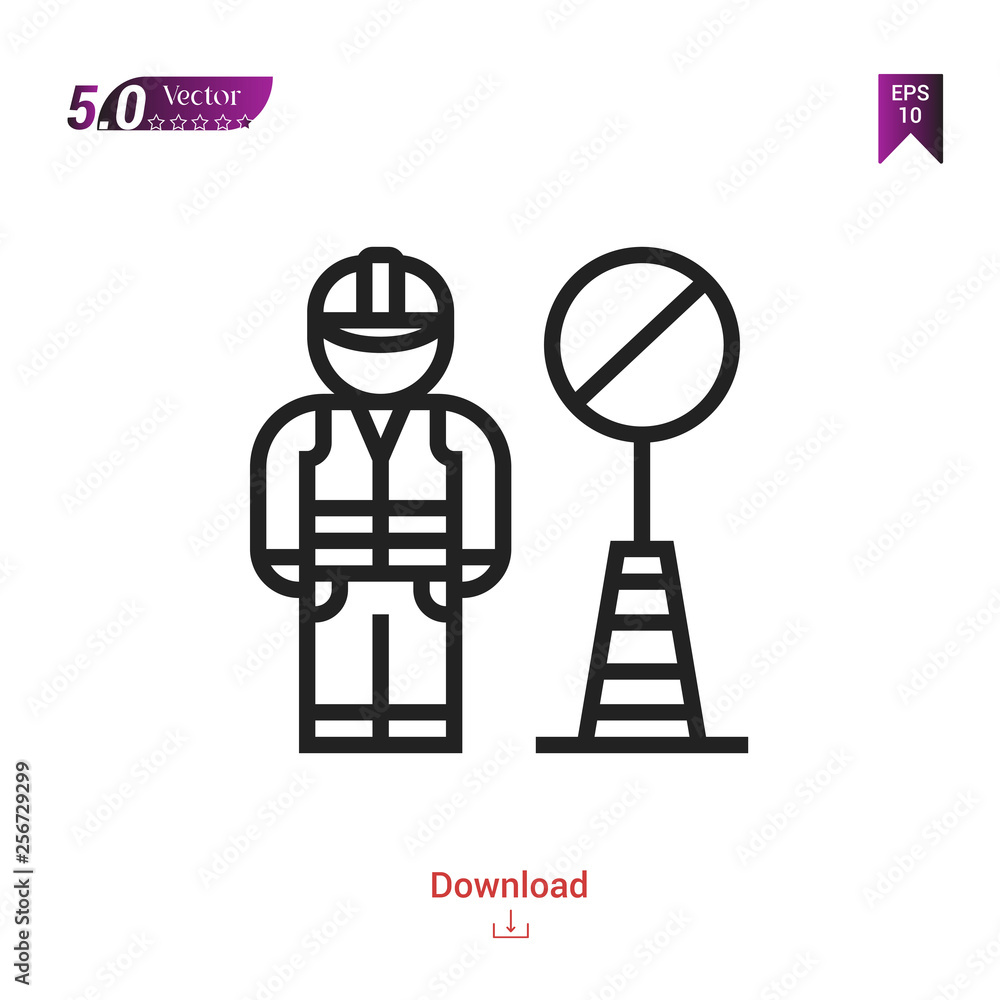 Poster worker professions icon vector isolated on white background. people. Graphic design, mobile application,professions icons 2019 year, user interface. Editable stroke. EPS10 format