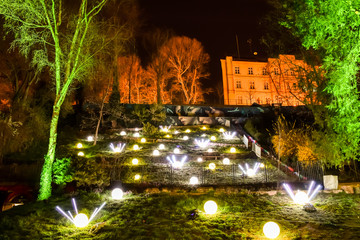 Art park in Zagreb, Croatia during festival of lights