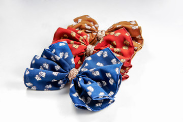 Lady tied hair bow white background