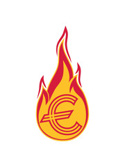 euro eu europa geld verbrennen ausgeben heiß feuer flamme fackel symbol zeichen reich millionär reichtum sparen währung verdienen profit logo design gangster rapper