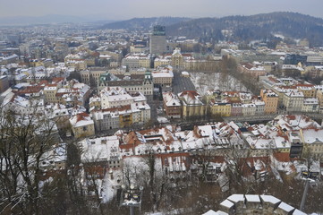A View of Ljubljana in Winter, Slovenia