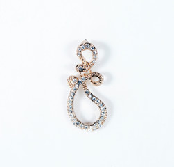 Diamond brooch on white