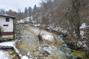 Vintgar Gorge in Winter in Slovenia