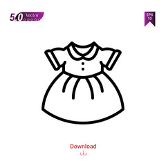 Outline dress icon. dress  icons vector isolated on white background. Popular icons for 2019 year. Graphic design, mobile application, logo, user interface. EPS 10 format vector