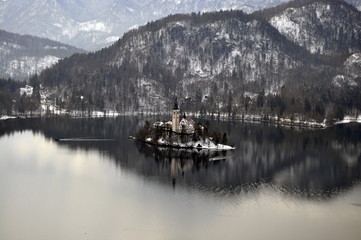 Fototapeta premium Lake Bled in Winter , Slovenia