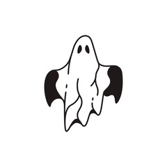 Ghost on black and white backgrounds. Halloween logo.