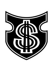 dollar wappen schild symbol zeichen geld reich millionär reichtum sparen währung verdienen finanzstark stinkreich profit logo design gangster rapper