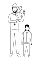 man with children avatars black and white