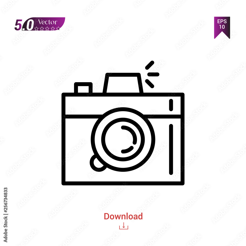 Poster outline photo-camera web-design icon vector isolated on white background. best modern. graphic desig