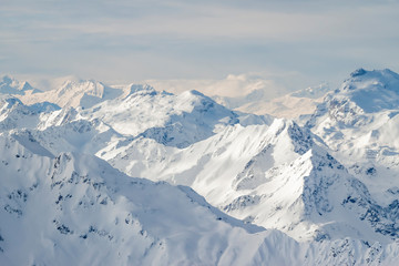 beautiful Alps mountain lanscape rocks under snow
