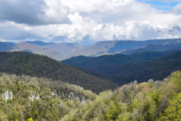 mountain landscape view haughtily at cloud level far