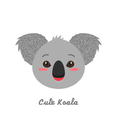 Funny and cute koala snout. children's print. flat vector illustration isolated