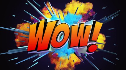 Pop art retro comic exposion style animation of cartoon sign