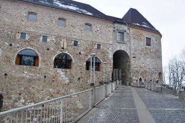 Fototapeta na wymiar Ljubljana Castle in Winter, Slovenia