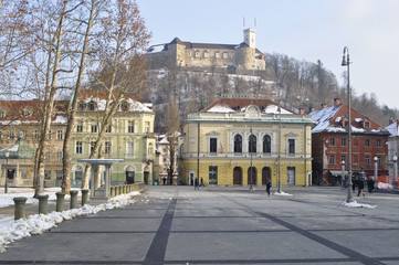 Castle in Ljubljana in Winter, Slovenia
