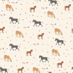 Seamless pattern with horses.