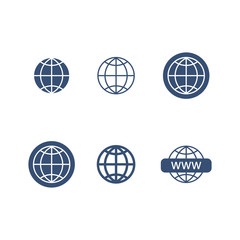 Global vector icon set, Round ball collection, grid. Line outline thin flat design sign for web, website, mobile app