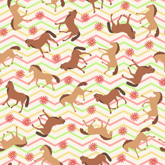 Seamless pattern with horses.