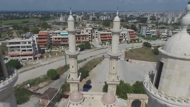 Syria, Latakia. The flight of a drone near the Mosque.
