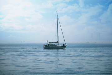 Sailboat on a blue background