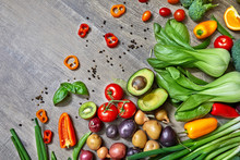 Vegetables on wooden table