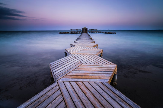 Fototapeta Hexagonal pier of Santiago de la Ribera, Murcia, Spain