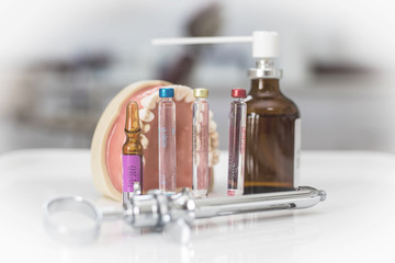 Dental local anesthetic with carpula syringe and topical anesthetic vial for local anesthesia...